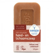 Seepje Solide Hand & Lichaamszeep - Vetiver & Cederhout Plantaardig en fairtrade zeep voor het lichaam op basis van wasnoten